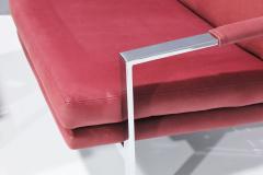 Milo Baughman Milo Baughman Chrome Frame Lounge Chairs in Dusty Rose Faux Suede Leather - 2957899