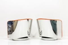 Milo Baughman Milo Baughman Chrome Frame Swivel Chairs in Bright Mohair Velvet - 3577719