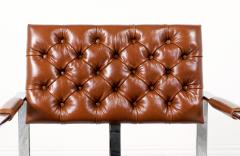 Milo Baughman Milo Baughman Cognac Leather Chrome Lounge Chairs for Thayer Coggin - 3088287