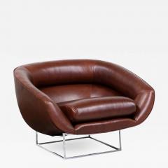 Milo Baughman Milo Baughman Cognac Leather Chrome Tub Chair for Thayer Coggin - 2689344