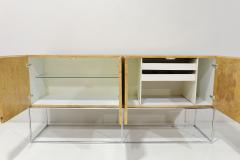 Milo Baughman Milo Baughman Dramatic Burled Olivewood Sideboard on Chrome Base - 3447290