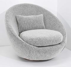 Milo Baughman Milo Baughman Egg Swivel Chair in Black and White Nubby Upholstery - 1530006