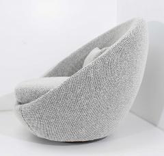 Milo Baughman Milo Baughman Egg Swivel Chair in Black and White Nubby Upholstery - 1530010