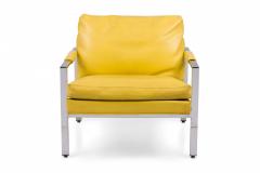 Milo Baughman Milo Baughman For Thayer Coggin Chrome Yellow Vinyl Flat Bar Lounge Armchairs - 3169934