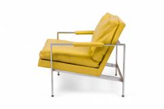 Milo Baughman Milo Baughman For Thayer Coggin Chrome Yellow Vinyl Flat Bar Lounge Armchairs - 3169935