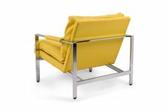 Milo Baughman Milo Baughman For Thayer Coggin Chrome Yellow Vinyl Flat Bar Lounge Armchairs - 3169936