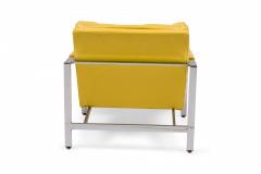 Milo Baughman Milo Baughman For Thayer Coggin Chrome Yellow Vinyl Flat Bar Lounge Armchairs - 3169938