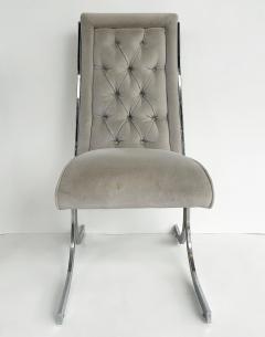 Milo Baughman Milo Baughman Howell Burd Chrome Tufted Velvet Chairs a Pair - 4530010