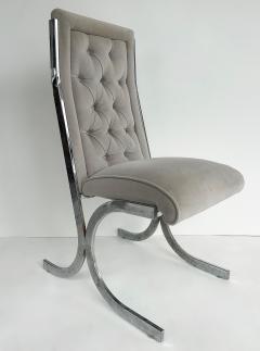 Milo Baughman Milo Baughman Howell Burd Chrome Tufted Velvet Chairs a Pair - 4530014