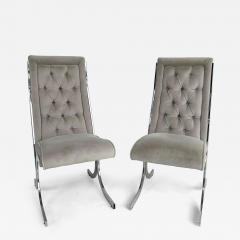 Milo Baughman Milo Baughman Howell Burd Chrome Tufted Velvet Chairs a Pair - 4532577
