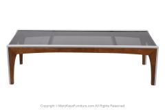 Milo Baughman Milo Baughman Inspired Walnut and Aluminum Smoked Glass Coffee Table - 3855612