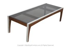 Milo Baughman Milo Baughman Inspired Walnut and Aluminum Smoked Glass Coffee Table - 3855615