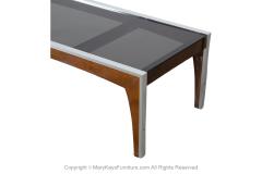 Milo Baughman Milo Baughman Inspired Walnut and Aluminum Smoked Glass Coffee Table - 3855616