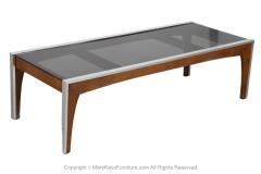 Milo Baughman Milo Baughman Inspired Walnut and Aluminum Smoked Glass Coffee Table - 3855617