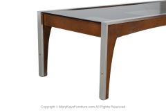 Milo Baughman Milo Baughman Inspired Walnut and Aluminum Smoked Glass Coffee Table - 3855618