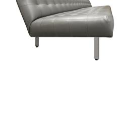 Milo Baughman Milo Baughman Long Slipper Sofa in Tufted Silver Satin Vinyl 1970s - 1089720