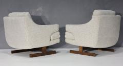 Milo Baughman Milo Baughman Lounge Chairs with T Leg Walnut Base and New Upholstery - 2947426