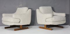 Milo Baughman Milo Baughman Lounge Chairs with T Leg Walnut Base and New Upholstery - 2947430