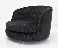 Milo Baughman Milo Baughman Oversized Swivel Satellite Chairs Black Cut Velvet 1970s - 1235075