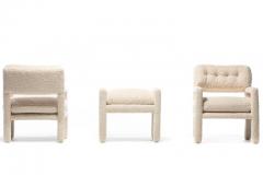 Milo Baughman Milo Baughman Parsons Style Ivory Boucl Chairs with en suite Ottoman c 1970s - 2216477