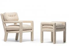 Milo Baughman Milo Baughman Parsons Style Ivory Boucl Chairs with en suite Ottoman c 1970s - 2216478