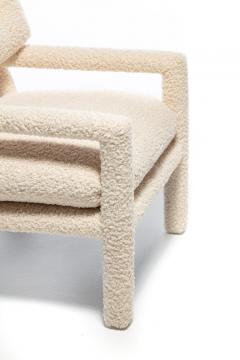 Milo Baughman Milo Baughman Parsons Style Ivory Boucl Chairs with en suite Ottoman c 1970s - 2216481