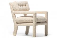Milo Baughman Milo Baughman Parsons Style Ivory Boucl Chairs with en suite Ottoman c 1970s - 2216487