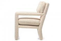 Milo Baughman Milo Baughman Parsons Style Ivory Boucl Chairs with en suite Ottoman c 1970s - 2216488