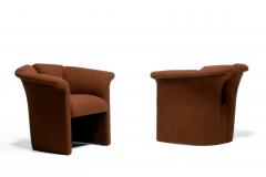 Milo Baughman Milo Baughman Plunging Open Back Lounge Chairs in Chocolate Brown Boucl c 1980 - 4522841
