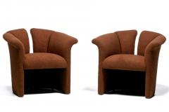 Milo Baughman Milo Baughman Plunging Open Back Lounge Chairs in Chocolate Brown Boucl c 1980 - 4522843