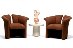 Milo Baughman Milo Baughman Plunging Open Back Lounge Chairs in Chocolate Brown Boucl c 1980 - 4522850