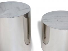 Milo Baughman Milo Baughman Polished Stainless Steel Chrome Drum Side Tables - 4168726