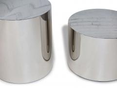 Milo Baughman Milo Baughman Polished Stainless Steel Chrome Drum Side Tables - 4168730