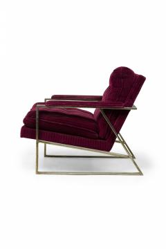 Milo Baughman Milo Baughman Purple Velour Upholstered Flat Chrome Bar Lounge Armchair - 4274007