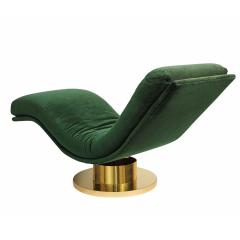 Milo Baughman Milo Baughman Rocking Swivel Chaise in Velvet on Brass Base 1970s Signed  - 2306154