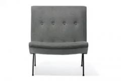 Milo Baughman Milo Baughman Scoop Chair in Gray Flannel with Iron Legs c 1950s - 3928399