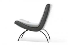 Milo Baughman Milo Baughman Scoop Chair in Gray Flannel with Iron Legs c 1950s - 3928400