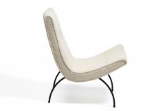 Milo Baughman Milo Baughman Scoop Chair in Soft Ivory Boucl with Iron Legs c 1950s - 4254275