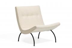 Milo Baughman Milo Baughman Scoop Chair in Soft Ivory Boucl with Iron Legs c 1950s - 4254276