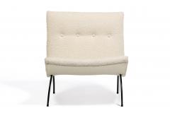 Milo Baughman Milo Baughman Scoop Chair in Soft Ivory Boucl with Iron Legs c 1950s - 4254277