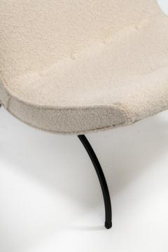 Milo Baughman Milo Baughman Scoop Chair in Soft Ivory Boucl with Iron Legs c 1950s - 4254282
