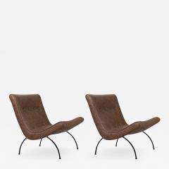 Milo Baughman Milo Baughman Scoop Iron Leather Lounge Chairs for Thayer Coggin - 2370214