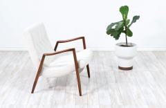 Milo Baughman Milo Baughman Scoop Lounge Chair Walnut Boucle Wool for James Inc  - 2462772