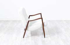 Milo Baughman Milo Baughman Scoop Walnut Lounge Chair with Boucle Tweed for James Inc  - 3187941
