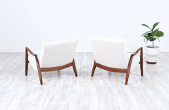 Milo Baughman Milo Baughman Scoop Walnut Lounge Chairs with Boucle Tweed for James Inc  - 2494901
