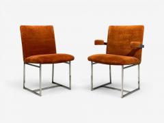Milo Baughman Milo Baughman Six Dining Chairs Chrome Fabric USA 1970s - 4695399
