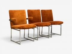 Milo Baughman Milo Baughman Six Dining Chairs Chrome Fabric USA 1970s - 4695400