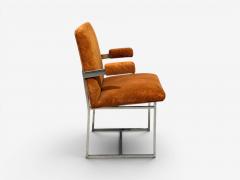 Milo Baughman Milo Baughman Six Dining Chairs Chrome Fabric USA 1970s - 4695404