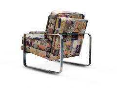Milo Baughman Milo Baughman Style Bernhardt Vintage Lounge Club Chairs Pair Chrome Upholstery - 2673600