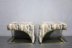 Milo Baughman Milo Baughman Style Brass Frame Benches in Donghia Upholstery - 2645464